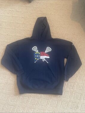 Gildan Navy Blue Lacrosse Emblem Pullover Hoodie